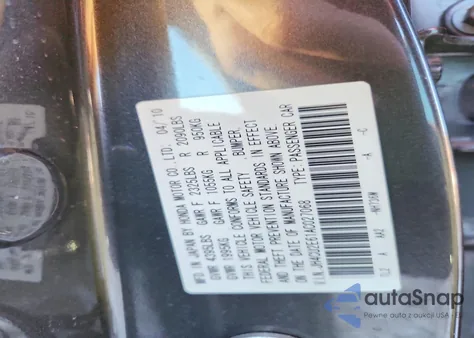 2010 Acura Tsx z USA, uszkodzony, nr VIN JH4CU2E61AC027068